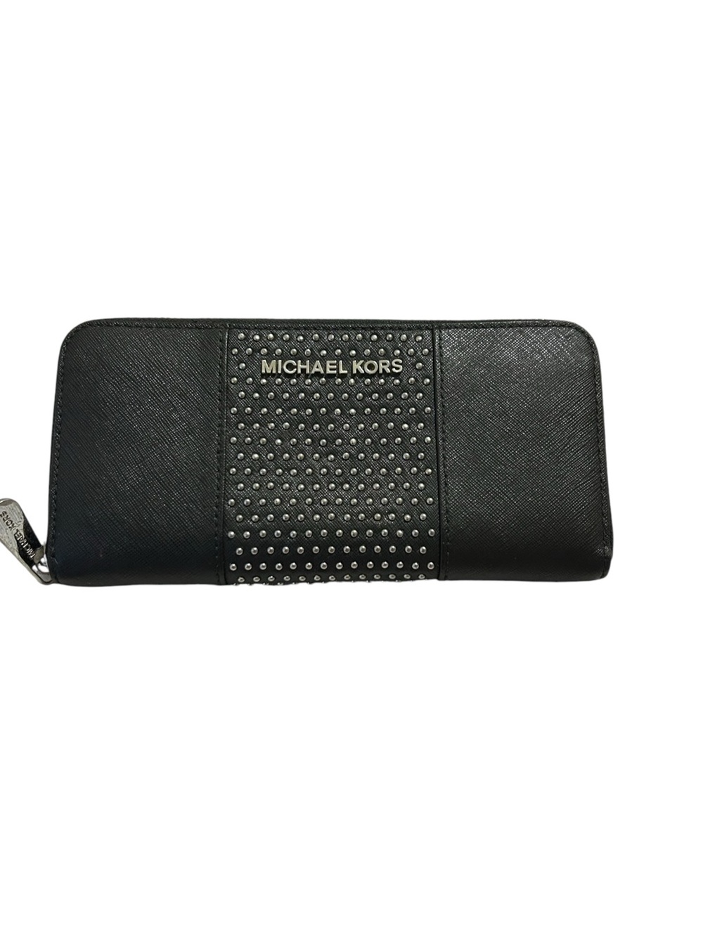 Michael Kors Black Saffiano Leather Micro-Stud Continental Wallet